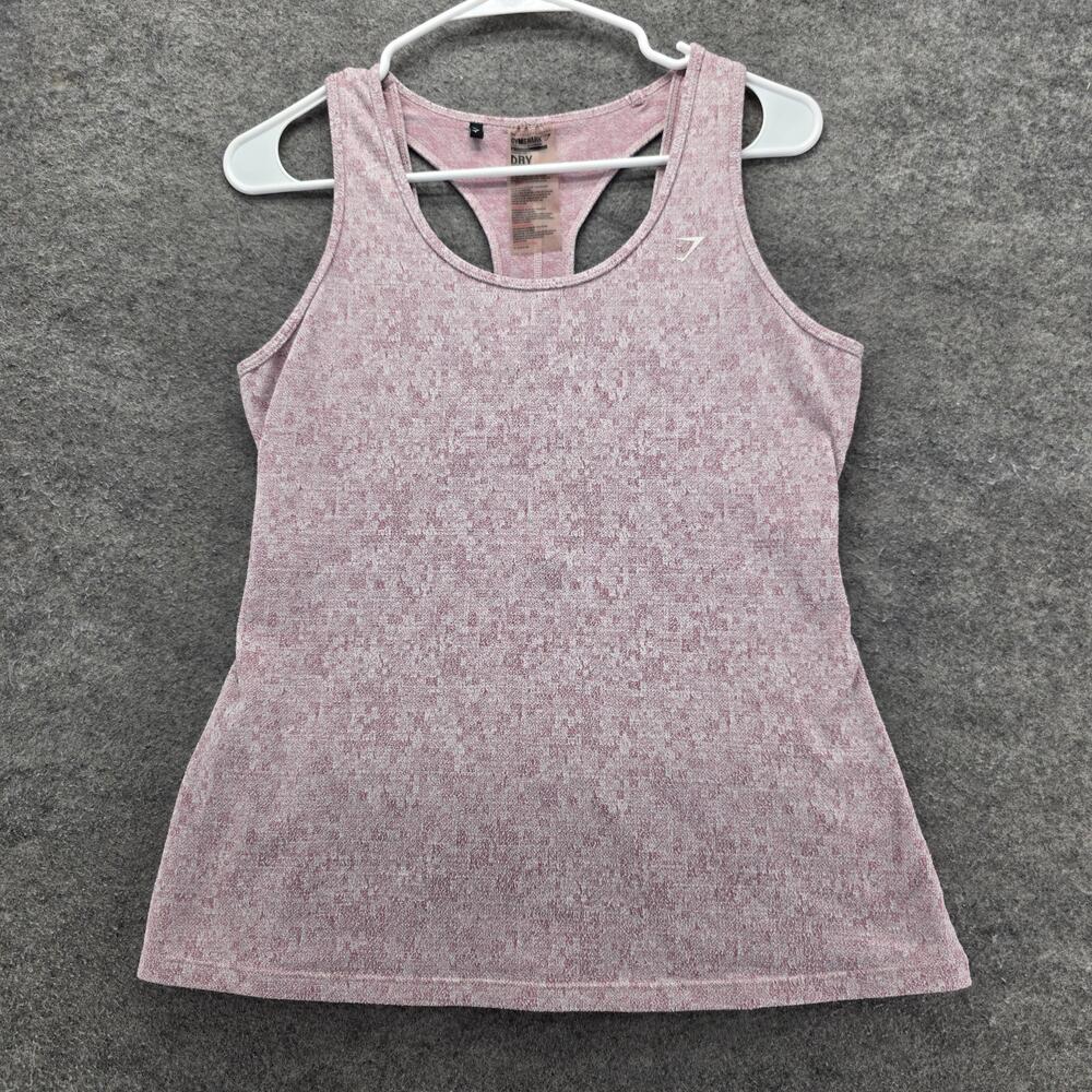 Gymshark Tank Top Womens Small Pink Heather Seamless DRY Racerback Cutout Yoga